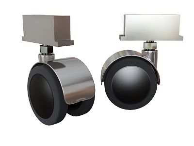 Heavy Duty Hardware Casters With Metal Frame And Black Rubber Wheels 3d model