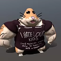Muscular Hamster Wearing T Shirt With I HATE LOUD KIDS Text And Cushion Fun