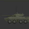 Green Camouflage Military Armored Vehicle 3D Model With Six Wheels Top Mounted Weapon And Antenna
