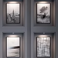 Modern Abstract Painting Hanging Picture Combination 3d model