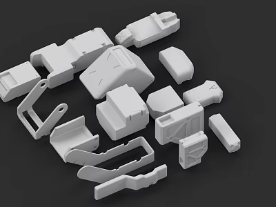 Commercial Equipment White Mechanical Components With Various Shapes And Parts 3d model