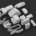 Commercial Equipment White Mechanical Components With Various Shapes And Parts