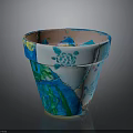 Colorful Handmade Flower Pot With Sculptural Carving And Decorative Patterns