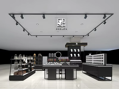 Modern ROCCA Brand Store Interior With Display Shelves Track Lighting And Product Counters 3d model