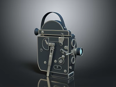 Vintage Film Projector Electronic Appliance With Mechanical Parts And Metal Body 3d model