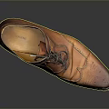 Brown Leather Lace Up Shoes With Brogue Design And Clear Sole Details