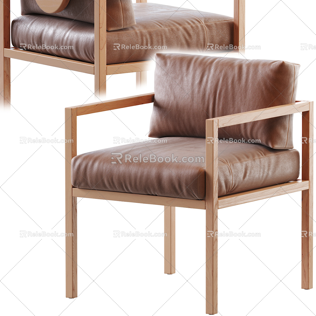 Modern Leisure Chair Solid Wood Leisure Chair 3d model