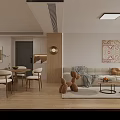Warm Cozy Integrated Living And Dining Room With Natural Wood Home Interior Furnishing Design