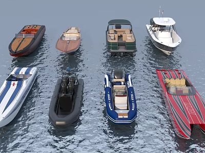Various Types Of Yachts Displayed On Water 3d model