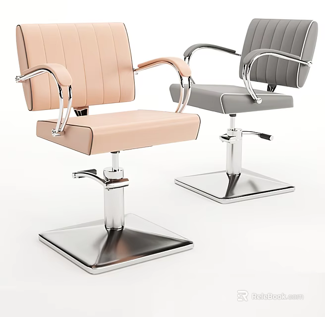 Modern Upholstered Armchairs With Adjustable Metal Bases In Pink And Gray 3d model 