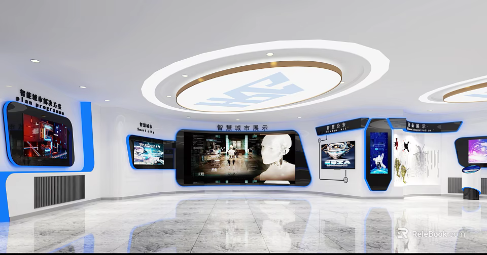 Smart Exhibition Hall With Interactive Displays And Modern Design Features 3d model