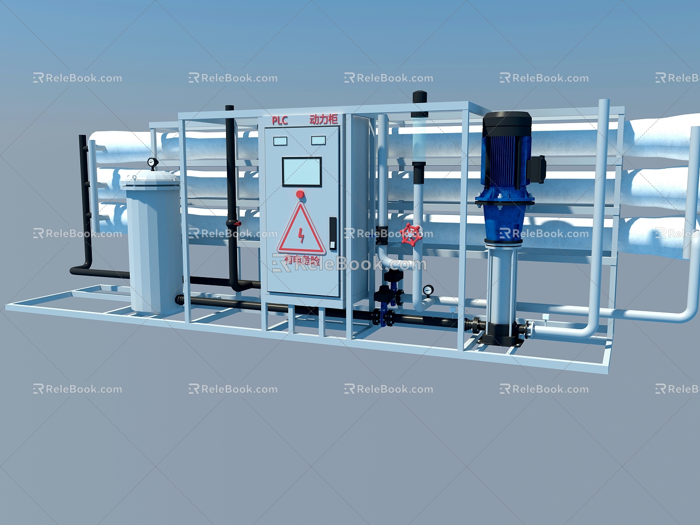 Complete set of reverse osmosis water purification equipment for sewage treatment system 3d model