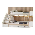 Modern Wooden Bunk Bed With Ladder Storage Drawers And Safety Guardrails