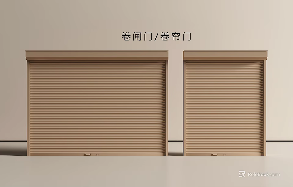 Brown Roller Shutter Doors With Striped Design For Home And Commercial Use 3d model 