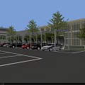 Modern Residential Building with Solar Panels and Wind Turbines on Roof and Glass Curtain Walls