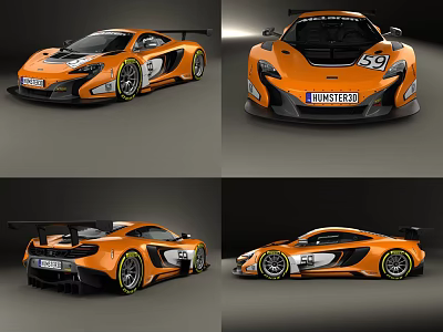Orange McLaren Race Car With Aerodynamic Spoiler 59 Livery And Sporty Design 3d model