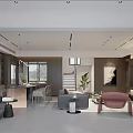 Modern Living and Dining Room Interior With Sofa Coffee Table Dining Table And Large Windows