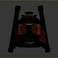 Wooden Acoustic Ukulele And Art Painting Tools On Black Stand Gray Background