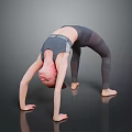 Child bending backward in yoga pose wearing sportswear on dark background 3d model