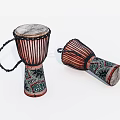 Musical Instruments Old Handmade Drums 3d model