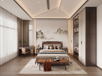 New Chinese bedroom 3d model