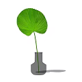 Gray Ceramic Vase with Large Green Leaf for Modern Home Decor