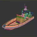 Orange And Gray Inflatable Motorboat With Cockpit Seats And Navigation Gear