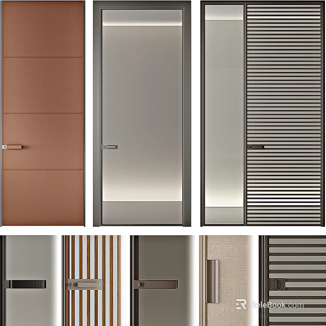 Various Modern Door Panel Designs With Different Textures And Surface Finishes 3d model 