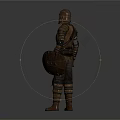 Medieval Armored Warrior Character Holding Sword And Shield In Gray Background