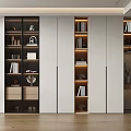 Modern Study Room Interior With Open Bookshelves Closed Cabinets Wooden Flooring And Decorative Items