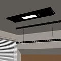 Interior With Ceiling Unit Wooden Rails Window Blinds And Wooden Panel Wall 3d model