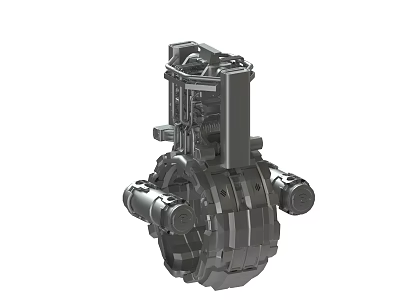 3D Model Of Industrial Mechanical Component Featuring Cylindrical Parts And Metal Structure 3d model