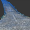 Waterfront Walkway Design With Cobblestone Pavement Green Railings And Grass