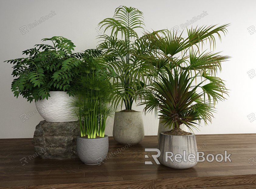 Modern potted potted plant combination model