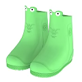 Green Frog Shaped Rain Boots With Big Eyes And Textured Sole For Kids
