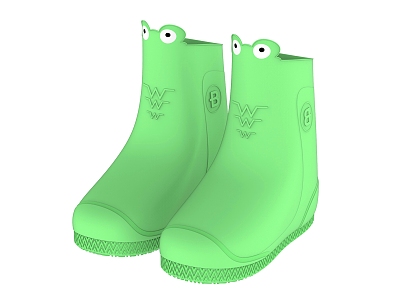 Modern Boots Kids Frog Rain Boots 3d model