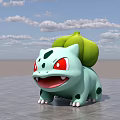 Bulbasaur With Green Bulb On Back Big Red Eyes Black Spots Standing On Gray Floor