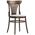 Elegant Retro Solid Wood Dining Chair With Radiating Slatted Backrest And Soft Fabric Padded Seat