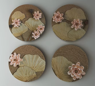 New Chinese Round Frame Painting Decorative Painting 3d model
