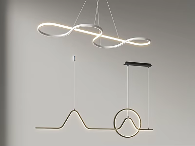 Modern Curved LED Chandelier With Circular Design For Home Interior Lighting 3d model