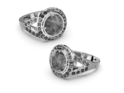 Exquisite Gemstone Rings Featuring Large Center Stones And Surrounding Small Accent Gems 3d model