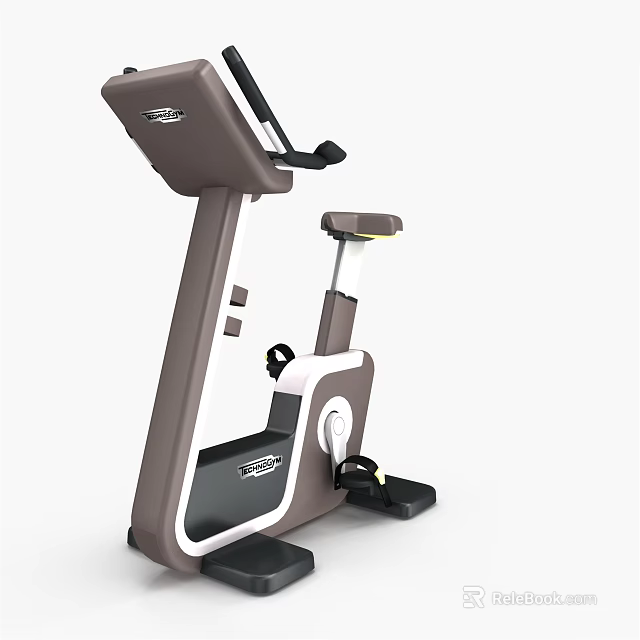 Brown and White Exercise Bike with LCD Display for Home Gym Fitness Equipment Workout 3d model 