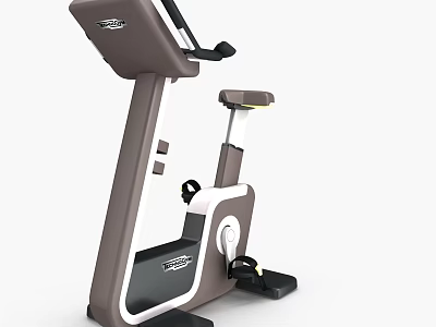 Brown and White Exercise Bike with LCD Display for Home Gym Fitness Equipment Workout 3d model