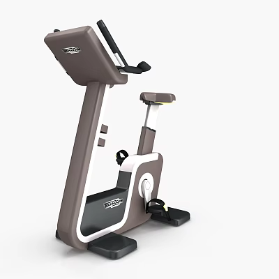 Brown and White Exercise Bike with LCD Display for Home Gym Fitness Equipment Workout 3d model