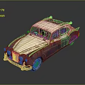 Vintage Rusted Classic Car With Weathered Beige Brown Body And Retro Design