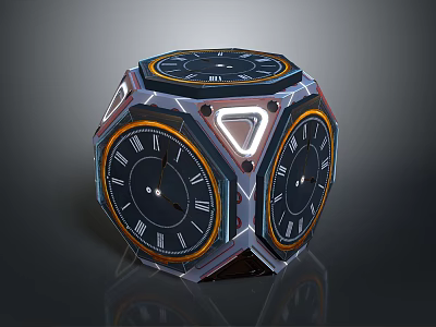Multi Faced Polyhedron Clock With Modern Design And Roman Numerals For Daily Use 3d model