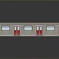 Silver Subway Train With Red Doors Windows And Reflection On Smooth Black Surface