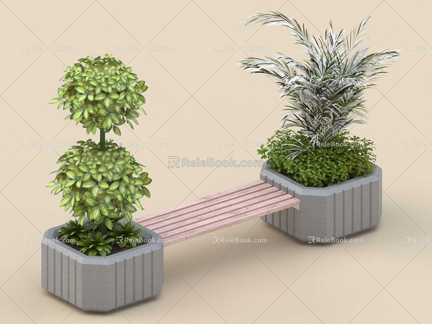 Public Chair Bench Outdoor Chair Park Bench Landscape Decoration Plant Landscape Plant 3d model