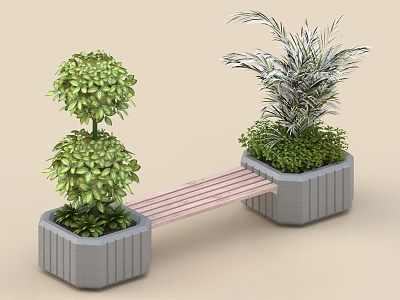 Public Chair Bench Outdoor Chair Park Bench Landscape Decoration Plant Landscape Plant 3d model