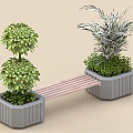 Public Chair Bench Outdoor Chair Park Bench Landscape Decoration Plant Landscape Plant 3d model